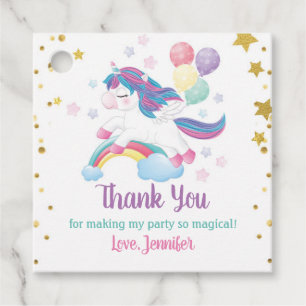 Unicorn Rainbow Birthday Baby Shower Thank You Favour Tags