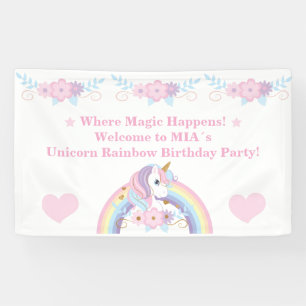 Unicorn Rainbow Birthday Banner WhereMagic Happens