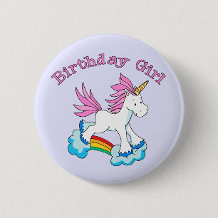 Unicorn Rainbow Birthday Girl 6 Cm Round Badge