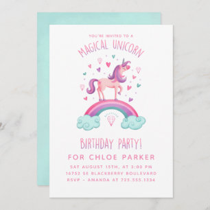 Unicorn Rainbow Birthday Invitation