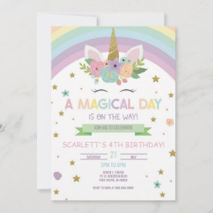 Unicorn Rainbow Birthday Invitation