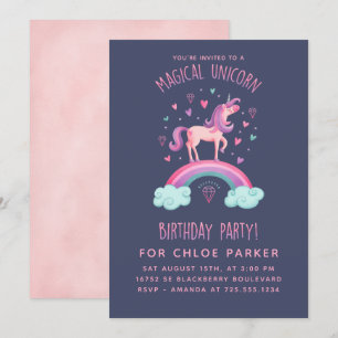 Unicorn Rainbow Birthday Invitation