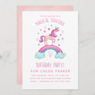 Unicorn Rainbow Birthday Invitation