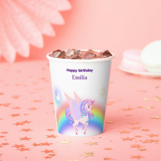 Unicorn Rainbow Birthday Invitation Paper cup