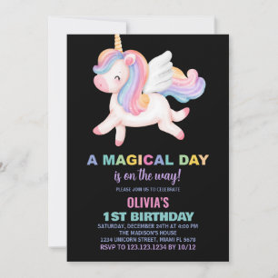 Unicorn Rainbow Birthday Invitations