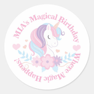 Unicorn Rainbow Birthday Sticker 