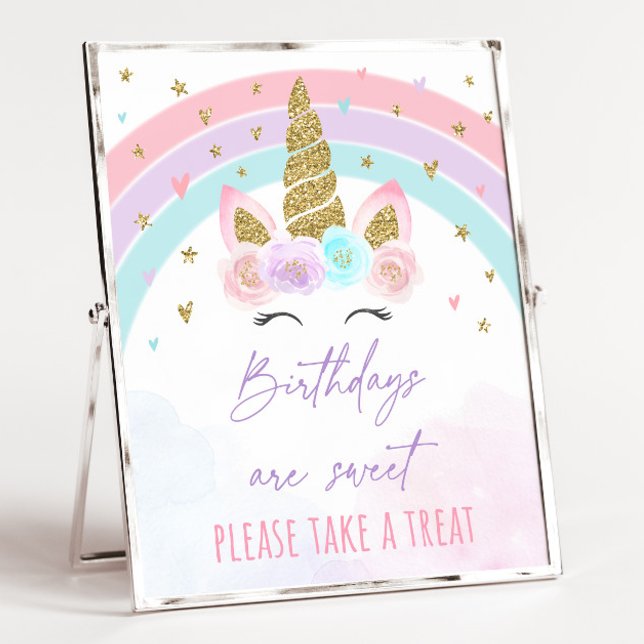 Unicorn Rainbow Birthday Treat Sign (Creator Uploaded)
