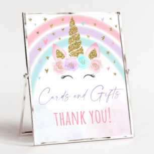 Unicorn Rainbow Cards & Gifts Party Sign
