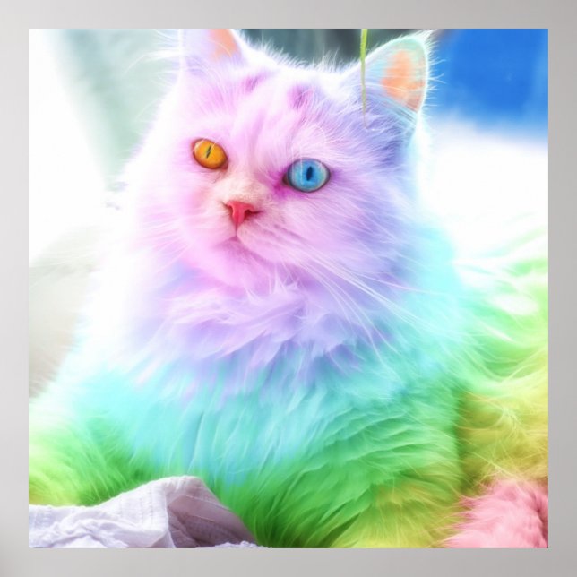 Unicorn Rainbow Cat Poster (Front)
