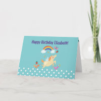 Unicorn Rainbow Clouds and Flowers Happy Birthday