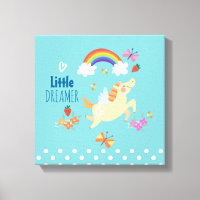 Unicorn Rainbow Clouds and Flowers Little Dreamer