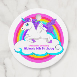 Unicorn Rainbow Clouds Stars Bounce House Gift Favour Tags