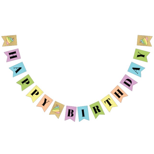 Unicorn Rainbow Crap Emoji Poop Emoji With Face Bunting (All)