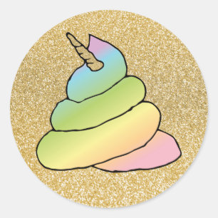 Unicorn Rainbow Crap Emoji Poop Emoji With Face Classic Round Sticker