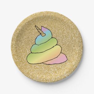 Unicorn Rainbow Crap Emoji Poop Emoji With Face Paper Plate