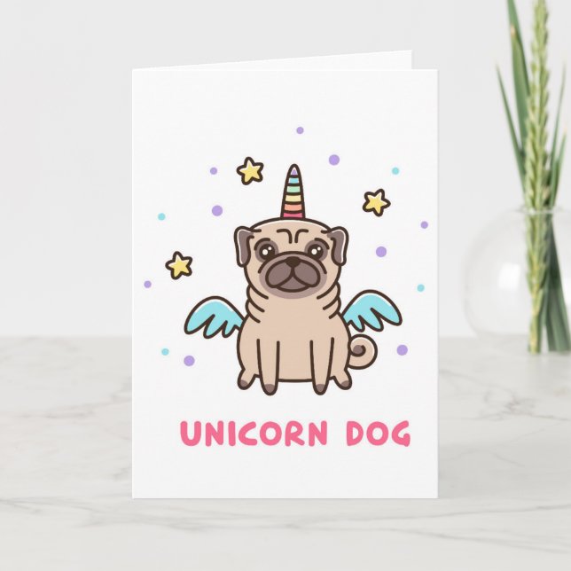 Unicorn Rainbow Dog Card (Front)