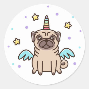 Unicorn Rainbow Dog Classic Round Sticker