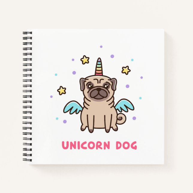 Unicorn Rainbow Dog Notebook (Front)