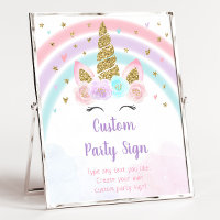 Unicorn Rainbow Editable Birthday Sign