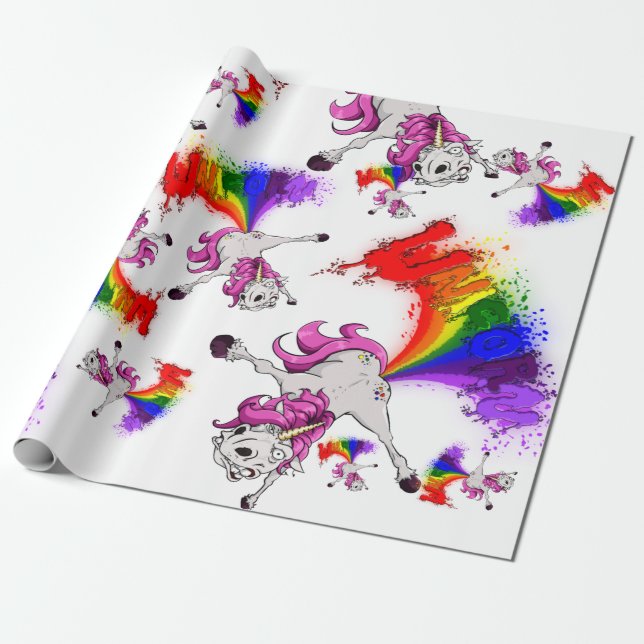unicorn rainbow fart wrapping paper (Unrolled)