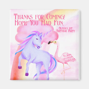 Unicorn Rainbow Flamingo Birthday Party Favour Magnet