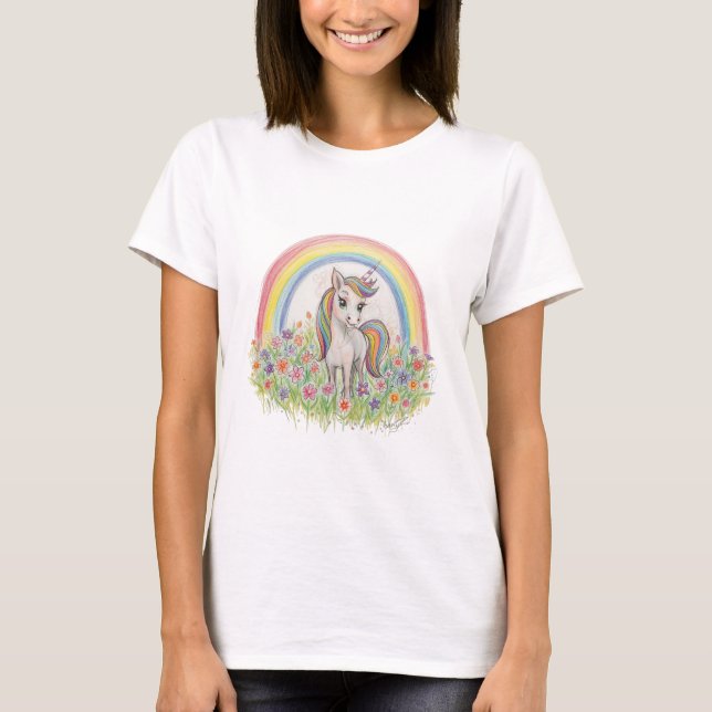 Unicorn rainbow flower T-Shirt (Front)