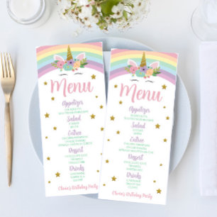 Unicorn Rainbow Glitter Stars Birthday Party Food Menu