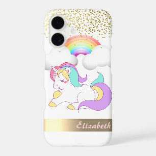 Unicorn, Rainbow, Gold Confetti - Personalised