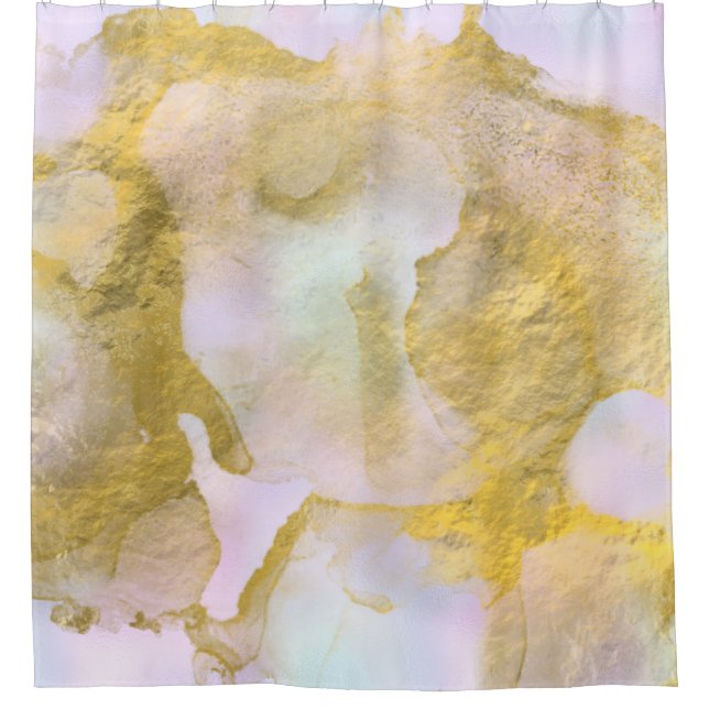 *~* Unicorn Rainbow Holograghic Pastel Gold AP1 Shower Curtain (Front)