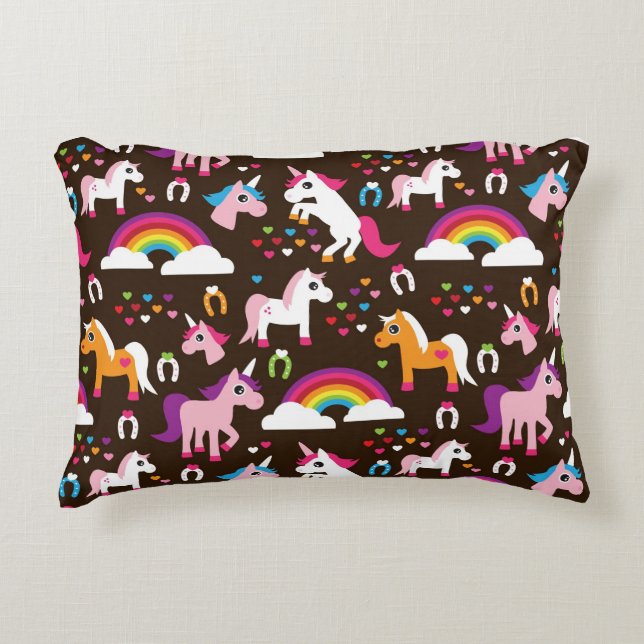 unicorn rainbow kids background horse decorative cushion (Front)