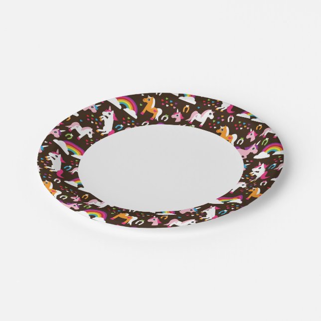 unicorn rainbow kids background horse paper plate (Angled)