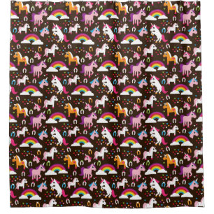 unicorn rainbow kids background horse shower curtain
