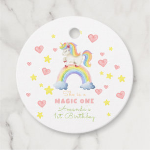 Unicorn Rainbow Magic One First Birthday Favour Tags