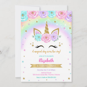 Unicorn Rainbow Magical Birthday Invitation