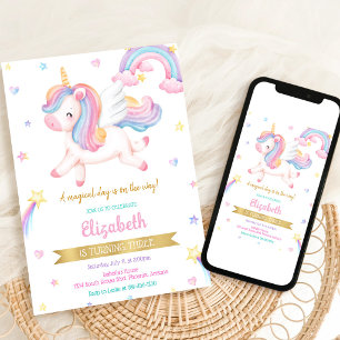 Unicorn Rainbow Magical Birthday Invitation