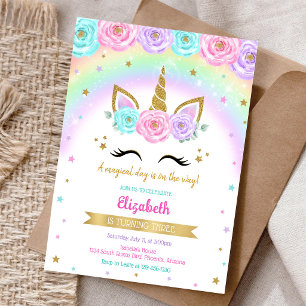 Unicorn Rainbow Magical Birthday Invitation