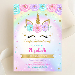 Unicorn Rainbow Magical Birthday Invitation