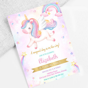 Unicorn Rainbow Magical Birthday Invitation
