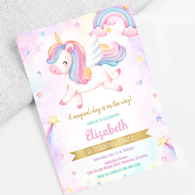 Unicorn Rainbow Magical Birthday Invitation (Creator Uploaded)