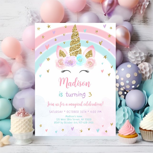 Unicorn Rainbow Magical Birthday Invitation (Creator Uploaded)