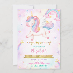 Unicorn Rainbow Magical Birthday Invitation