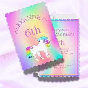 Unicorn Rainbow Magical Colourful Cute Birthday Invitation