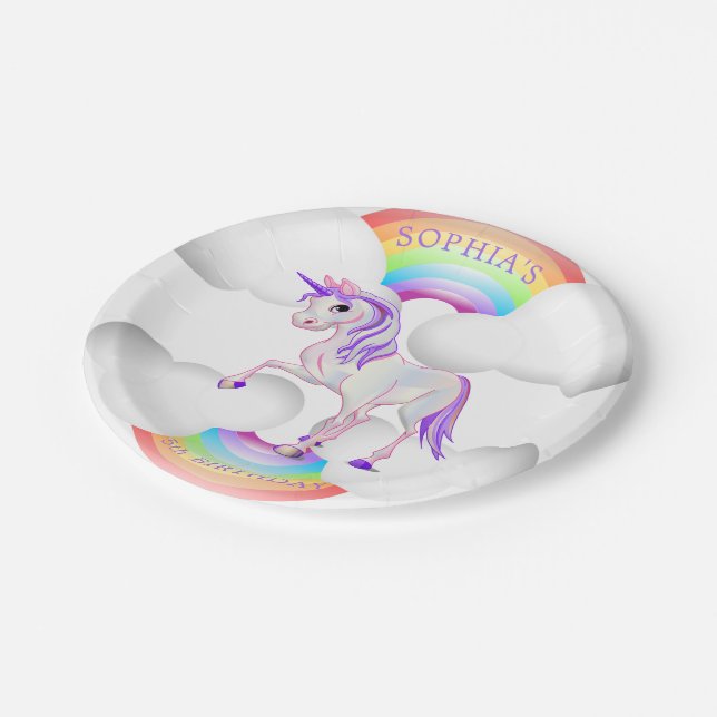 Unicorn Rainbow  Magical  Cute  Birthday Paper Plate (Angled)