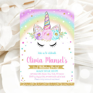 Unicorn Rainbow Magical Day Birthday Invitation