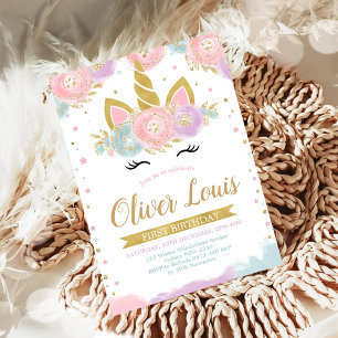 Unicorn Rainbow Magical Day Birthday Invitation