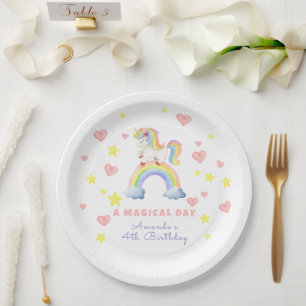 Unicorn Rainbow Magical Day Birthday Paper Plate