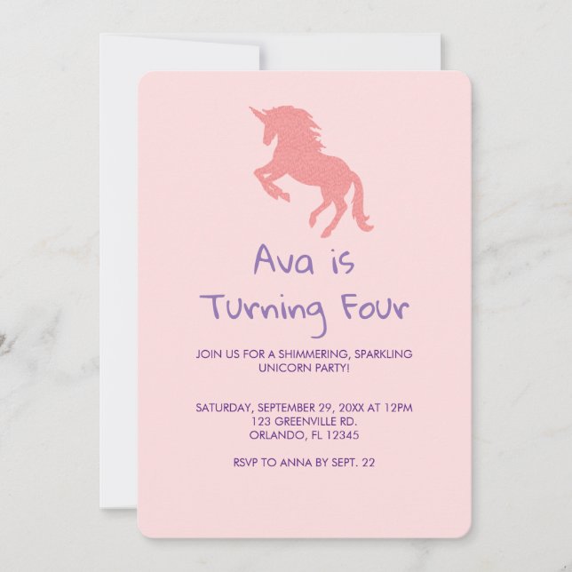 Unicorn Rainbow Pastel Birthday Invitation (Front)