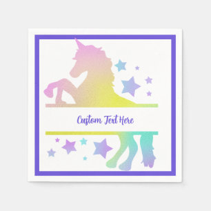 Unicorn Rainbow Pastel Colours Personalised Napkin