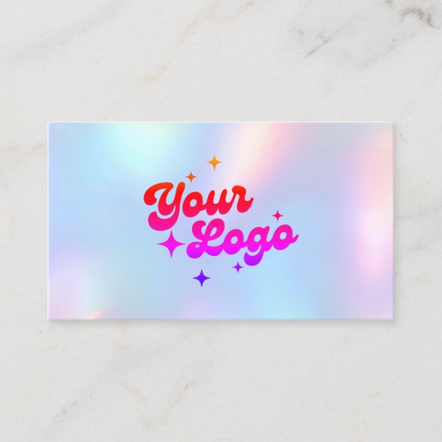 Unicorn Rainbow Pastel Holographic Logo Business Card (Front)