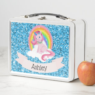 Unicorn & Rainbow Personalised Metal Lunch Box